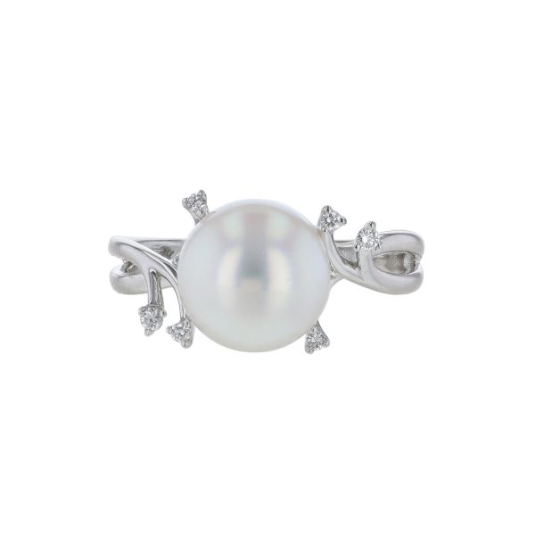 South Sea Pearl Inverted Diamond Ring