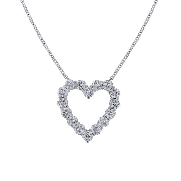 Round Diamond Heart Necklace, 6.03ct.