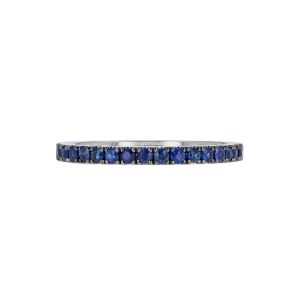 18K White Gold Stackable Band, Blue Sapphire