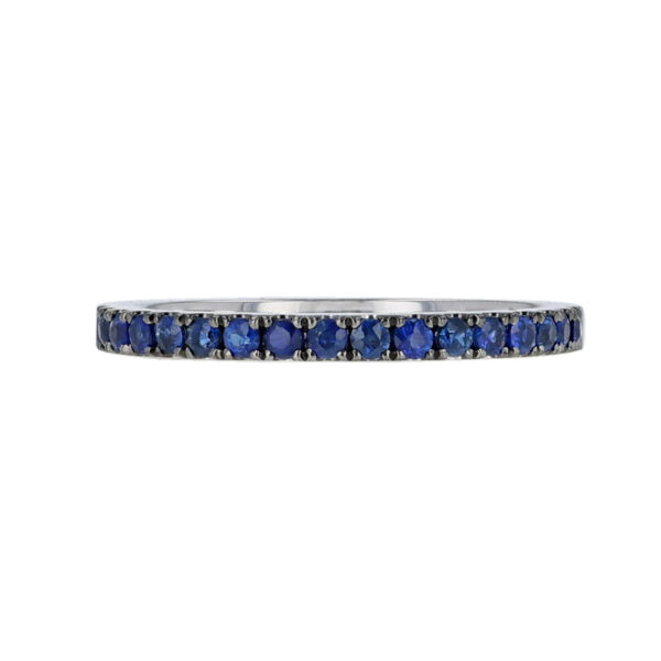 18K White Gold Stackable Band, Blue Sapphire