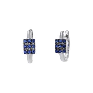 Blue Sapphire Cluster Hoop Earrings