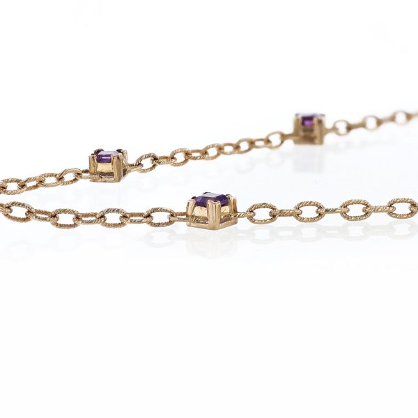 Amethyst Diamond Enamel Pendant Necklace