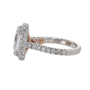 White & Rose Gold Double Halo Diamond Ring