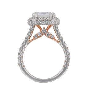 White & Rose Gold Double Halo Diamond Ring