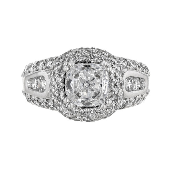 Nazarelle 14K White Gold Diamond Pink Sapphire Engagement Ring