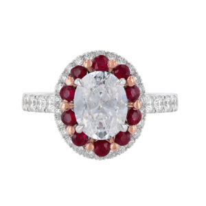 Oval Ruby Diamond Double Halo Ring