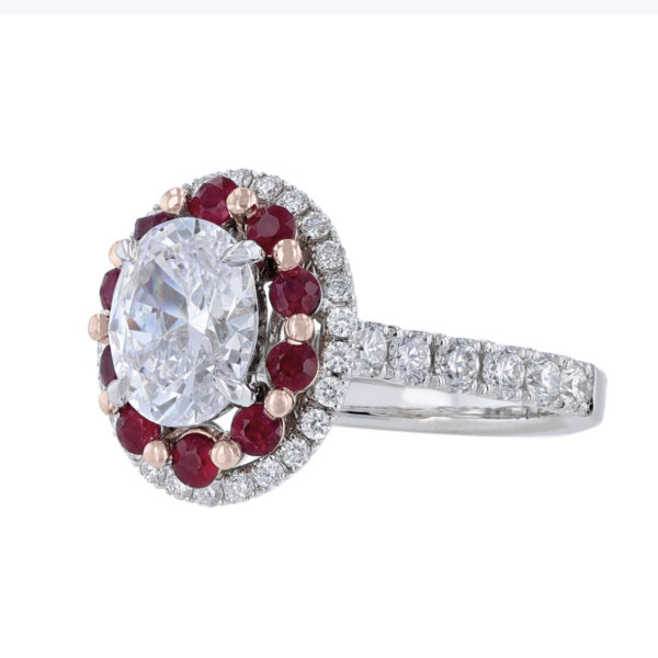 Oval Ruby Diamond Double Halo Ring