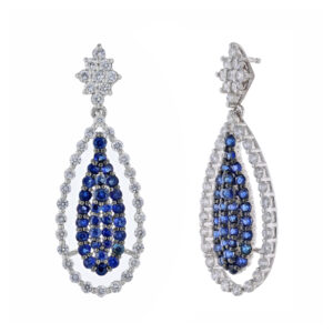 Blue Sapphire Diamond Teardrop Earrings