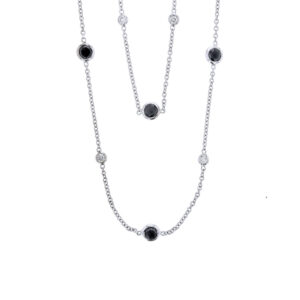 14k White Gold Black White Diamond Necklace